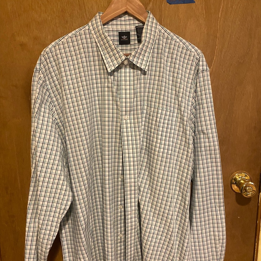 Dockers blue green and white long sleeve shirt button down